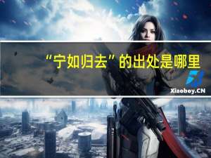 “宁如归去”的出处是哪里