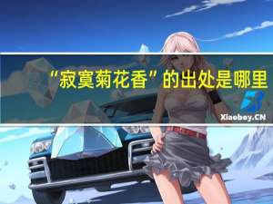 “寂寞菊花香”的出处是哪里