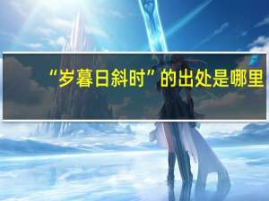 “岁暮日斜时”的出处是哪里