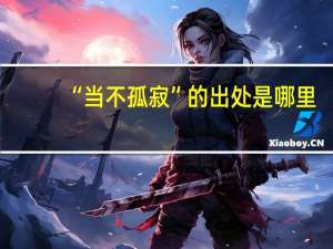 “当不孤寂”的出处是哪里