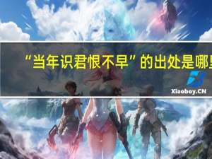 “当年识君恨不早”的出处是哪里