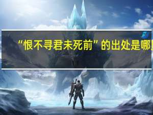 “恨不寻君未死前”的出处是哪里