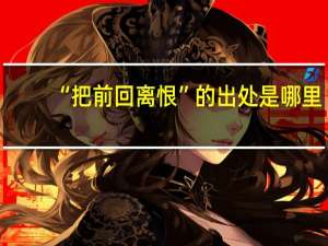 “把前回离恨”的出处是哪里