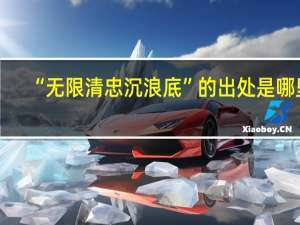 “无限清忠沉浪底”的出处是哪里