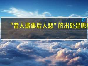 “昔人遗事后人悲”的出处是哪里
