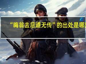 “晦翁去后道无传”的出处是哪里