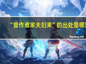 “曾作谁家夫妇来”的出处是哪里