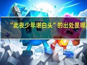 “此夜少年堪白头”的出处是哪里