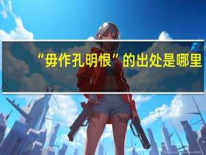 “毋作孔明恨”的出处是哪里