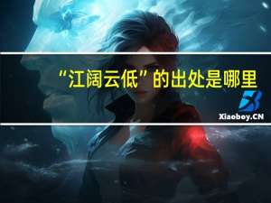 “江阔云低”的出处是哪里