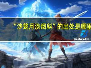 “沙笼月淡烟斜”的出处是哪里