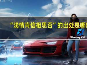 “浅情肯信相思否”的出处是哪里