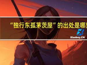 “独行东孤茅茨屋”的出处是哪里