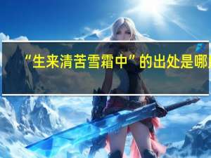 “生来清苦雪霜中”的出处是哪里