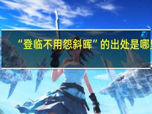 “登临不用怨斜晖”的出处是哪里