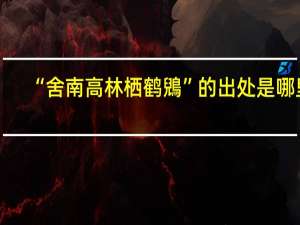 “舍南高林栖鹤鶂”的出处是哪里