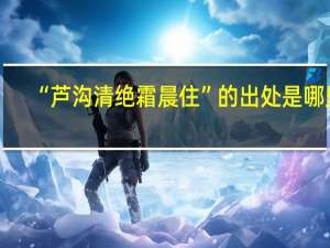 “芦沟清绝霜晨住”的出处是哪里