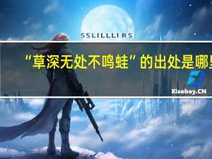 “草深无处不鸣蛙”的出处是哪里