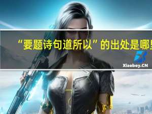 “要题诗句道所以”的出处是哪里