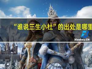 “谁说三生小杜”的出处是哪里