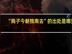 “贱子今朝独南去”的出处是哪里