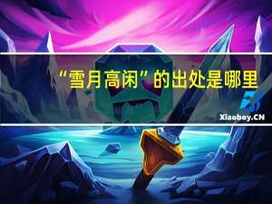 “雪月高闲”的出处是哪里