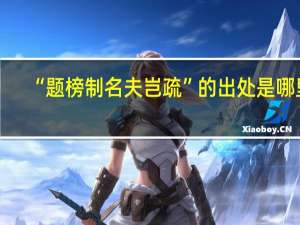 “题榜制名夫岂疏”的出处是哪里