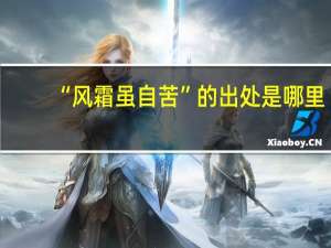 “风霜虽自苦”的出处是哪里