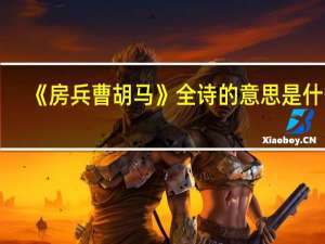 《房兵曹胡马》全诗的意思是什么