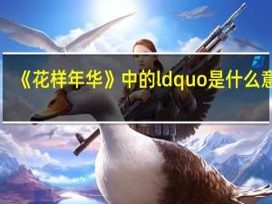 《花样年华》中的ldquo是什么意思？