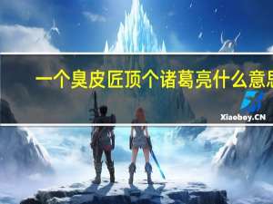 一个臭皮匠顶个诸葛亮什么意思