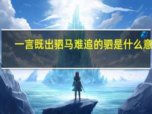 一言既出驷马难追的驷是什么意思