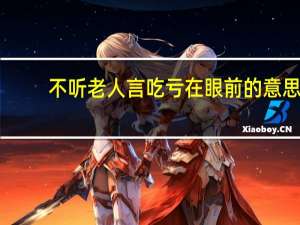 不听老人言吃亏在眼前的意思