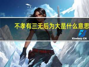 不孝有三无后为大是什么意思