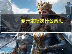 专升本批次什么意思