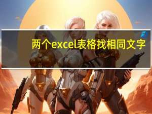 两个excel表格找相同文字（两个excel表格找相同名字）