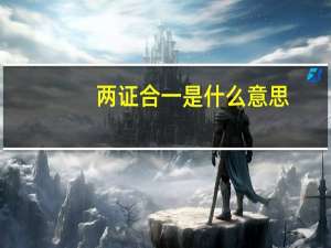 两证合一是什么意思