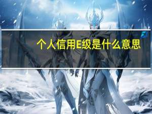 个人信用E级是什么意思
