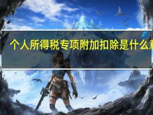 个人所得税专项附加扣除是什么意思