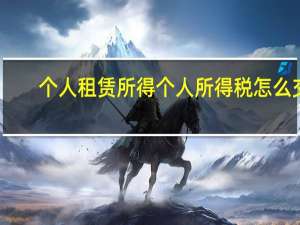 个人租赁所得个人所得税怎么交