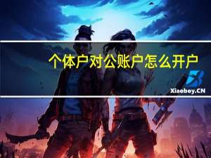 个体户对公账户怎么开户