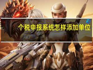 个税申报系统怎样添加单位