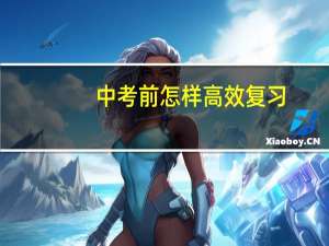 中考前怎样高效复习