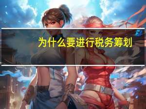 为什么要进行税务筹划