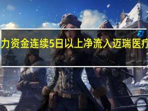 主力资金连续5日以上净流入迈瑞医疗等70股