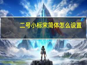 二号小标宋简体怎么设置（小标宋体怎么设置）