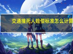 交通撞死人赔偿标准怎么计算