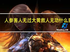 人参害人无过大黄救人无功什么意思
