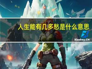 人生能有几多愁是什么意思