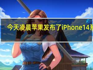 今天凌晨苹果发布了iPhone14系列